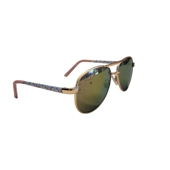 Girls Unicorn Rose Gold Rhinestone Aviator Sunglasses with Furry Sparkly Case - Picture 6 of 13